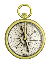 Wall Mural - old gold nautical compass isolated