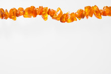 Orange Natural Amber Necklace With Space For Copy Text