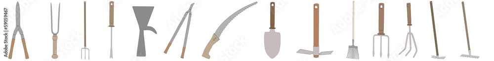 cartoon image of garden tools