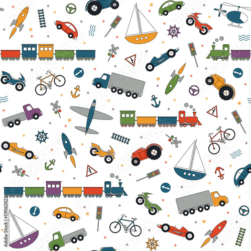 Naklejka dekoracyjna traffic elements pattern on white background