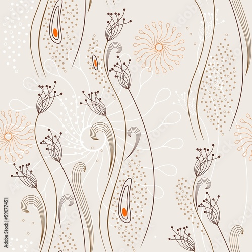 Obraz w ramie Flowers fantasy. Cute floral seamless pattern .