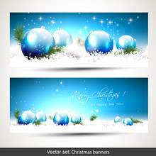 Set Of Two Blue Christmas Banners