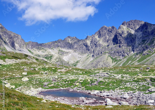 Fotoboard na płycie Wysokie Tatry i jezioro, Słowacja, Europa