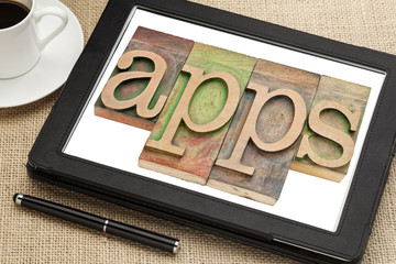 Wall Mural - apps word on digital tablet