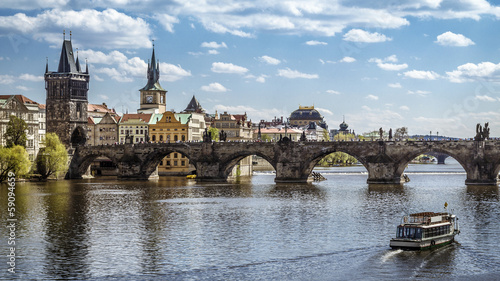 Obraz na płótnie canvas trzyczęściowy "tryptyk" Praga, Most Karola (najwięcej w Karluwie)