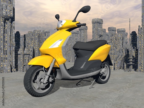 Naklejka na szybę Urban scooter - 3D render