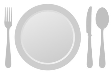 Fork, knife, Spoon and plate