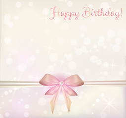 Wall Mural - Birthday background with ribbon bow