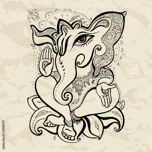 Fotoboard na płycie Ganesha ręcznie rysowane ilustracji.