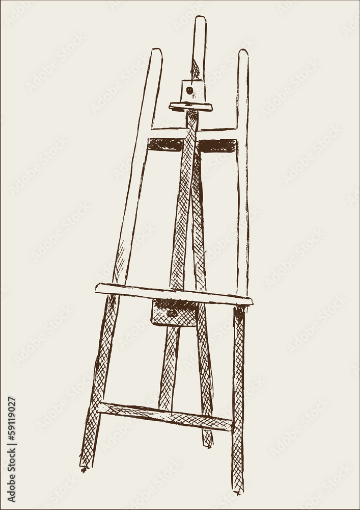 Stock-Vektorgrafik „Staffelei Malstaffelei Künslterstaffelei Kunst Galerie“