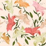 Vintage seamless pattern lily