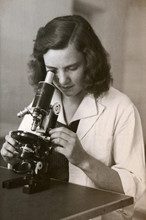 Girl With The Microscope - Photo Scan - About 1950