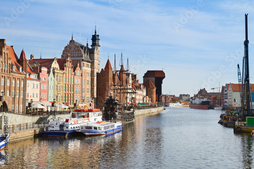Board z aluminiowym obramowaniem Bulwar rzeczny motławy, gdańsk