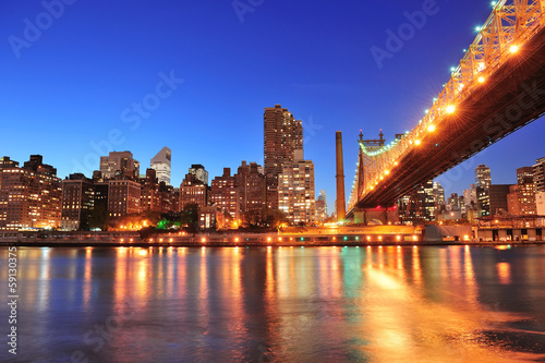 Obraz na płótnie canvas trzyczęściowy "tryptyk" Most queensboro i manhattan