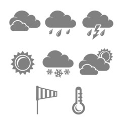 Wall Mural - weather symbols set, contrast flat
