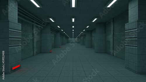 Plakat na papierze fotorealistycznym Futurystyczny korytarz