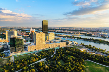 Wall Mural - Aerial view of Vienna, Austria in evening light