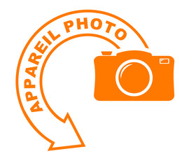 Sticker - appareil photo flèche orange