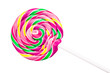 Sweet Colorful Spiral Lollipop On White Background