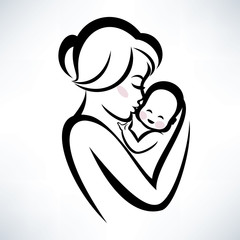 Wall Mural - mom and baby vector icon