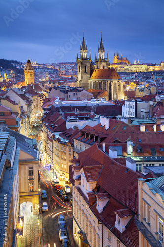 Obraz na płótnie canvas czteroczęściowy "tetraptyk" Praga.