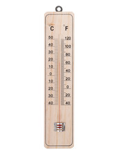Classic Wooden Thermometer. On A White Background.