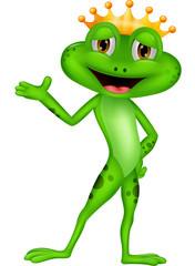 Fototapete - Cute prince frog presenting