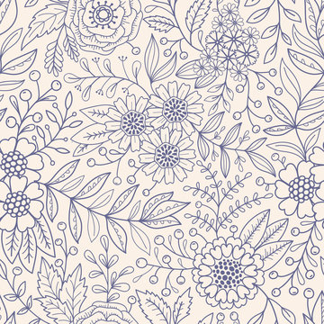 Fototapete -  - Seamless floral pattern