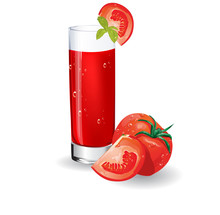 Glass Of Tomato Juice. Vector Illustration.