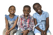 canvas print picture - Drei afrikanische Kinder laecheln