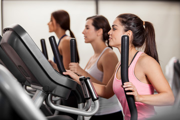 Working out in elliptical trainer