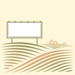 Wall Mural - landscape with empty billboard for your advertise in a field