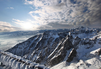 Wall Mural - Amazing view of mountains covered snow, High Tatras, Slovakia