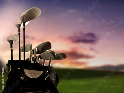 Foto-Stoff bedruckt - close-up of a golf bag (von Mikael Damkier)