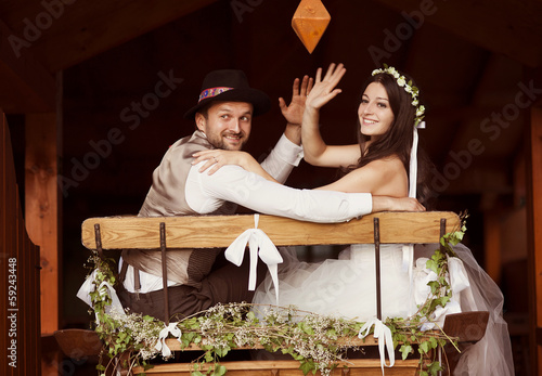 Bride and groom country style wedding Stock 写真 | Adobe Stock