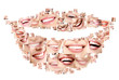 Smile collage of perfect smiling faces closeup. Conceptual set o