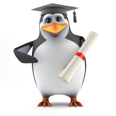 Fototapete - Cute penguin graduates