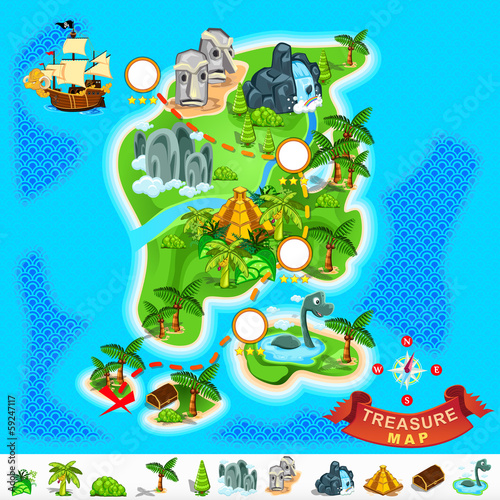 Board z aluminiowym obramowaniem Piracka mapa skarbów