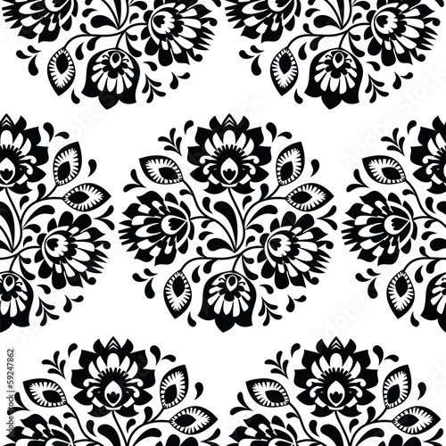 Obraz w ramie Seamless traditional floral polish pattern - ethnic background