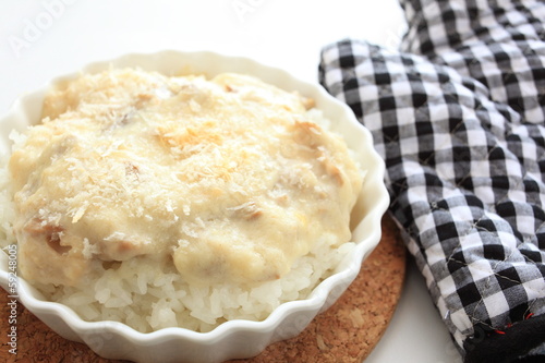 Fotografie, Obraz italian cuisine, Doria white sauce and chicken on rice