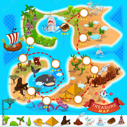 Fototapeta dla dzieci Pirate Treasure Map