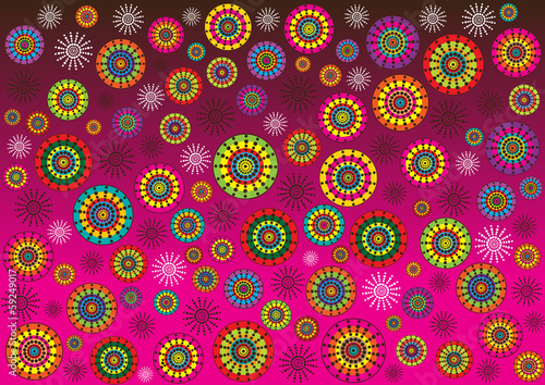Plakat na papierze fotorealistycznym Kolor tła z kwiatami retro paisley