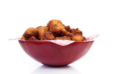 Wall Mural - Bowl with Pile of Dutch donut also known as oliebollen, traditio