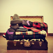 warming clothes in a suitcase