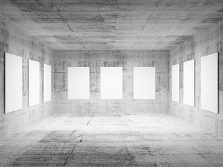  Empty art gallery concrete hall 3d interior