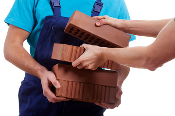 Wall Mural - Man preparing to build a house