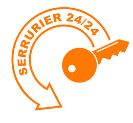 Poster - serrurier 24 heures sur 24 flèche orange