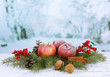 Christmas composition with red winter apples