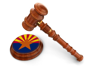 Sticker - Wooden Mallet and flag Of Arizona (clipping path included)