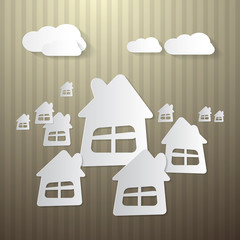 Poster - Abstract Buildings, Houses and Clouds